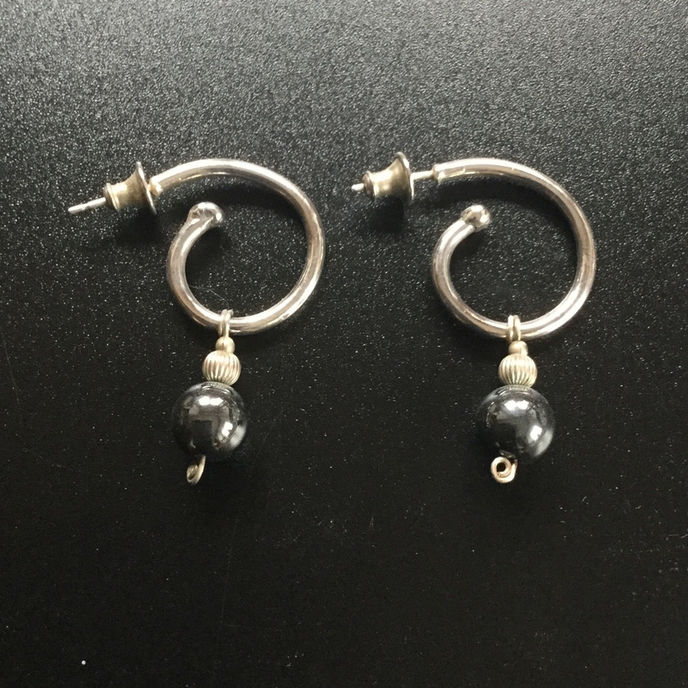 Silver with hematite bead earrings