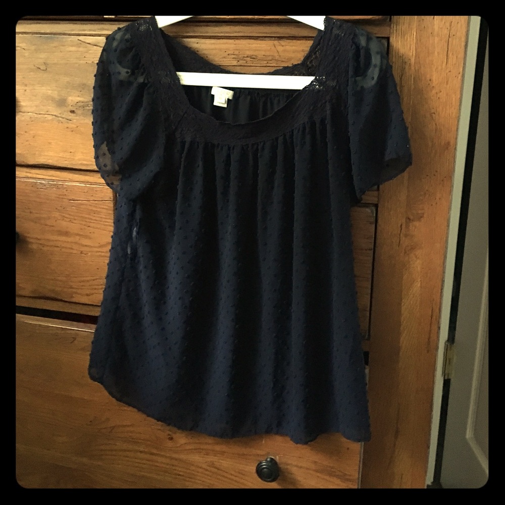 Jcrew navy blue chiffon shirt