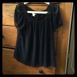 Jcrew navy blue chiffon shirt