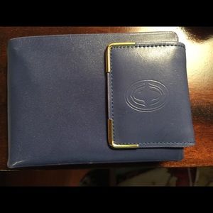 Gold and purple wallet