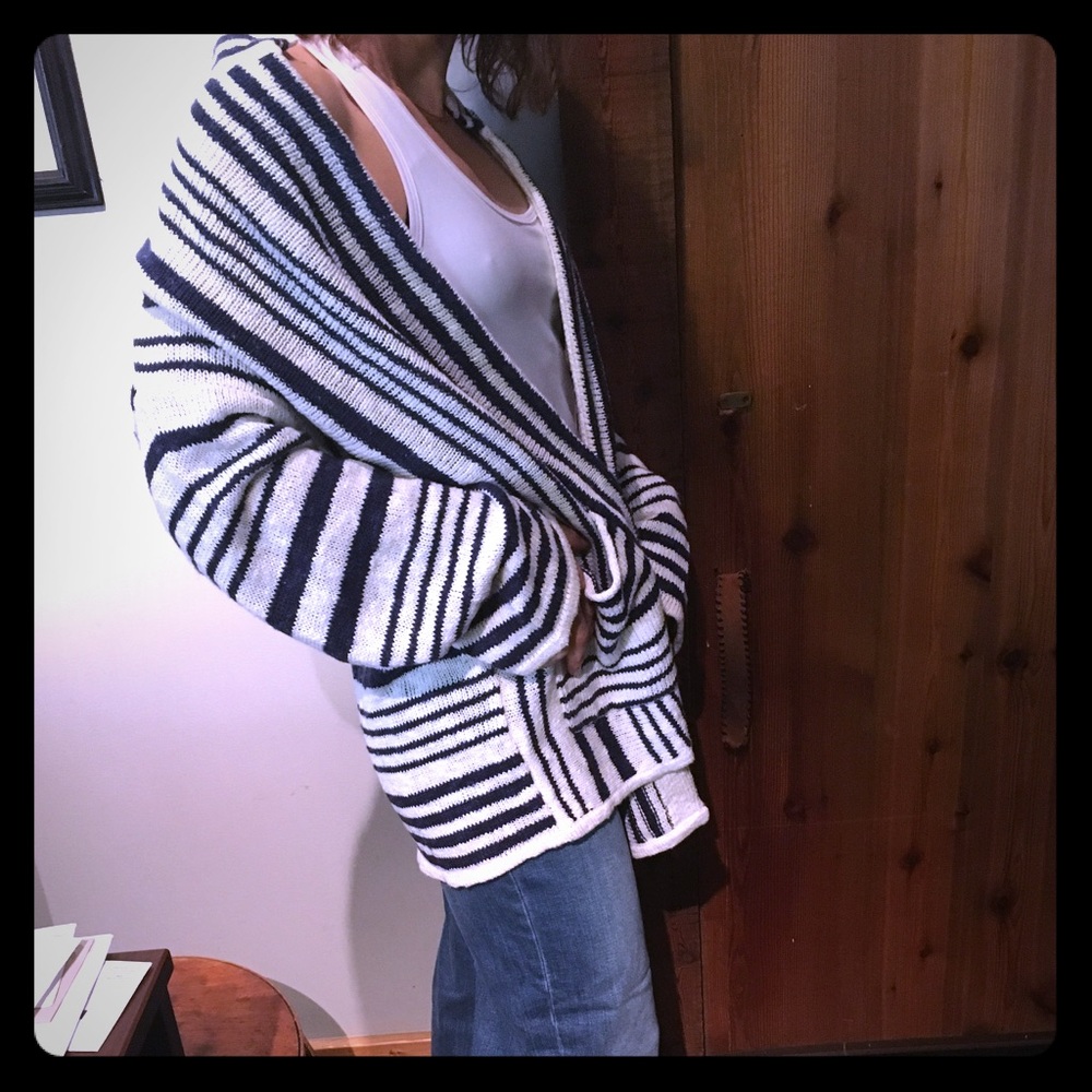 New Gap navy and white stripe oversized cardigan.