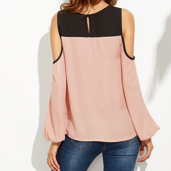 Open Shoulder Chiffon Top - Picture 2 of 5