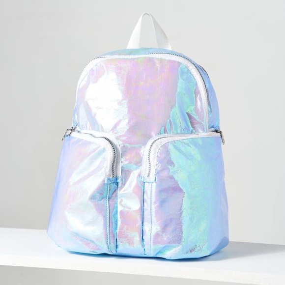 Urban Outfitters Blue Metallic Crinkle Backpack - Picture 2 of 6