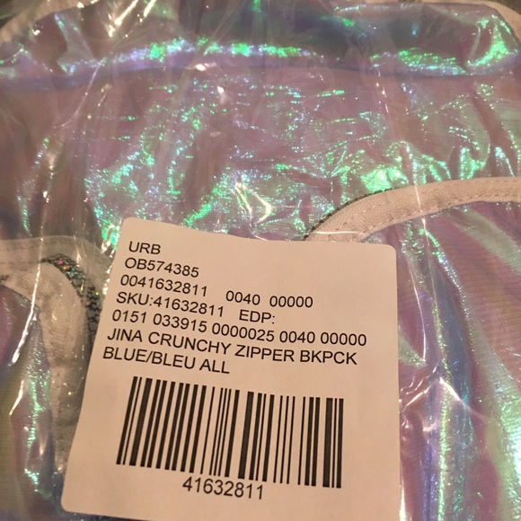 Urban Outfitters Blue Metallic Crinkle Backpack - Picture 6 of 6