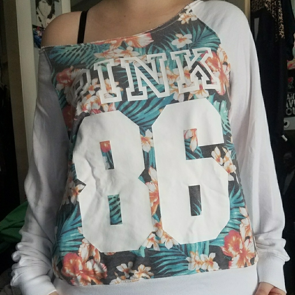 PINK Off the Shoulder Pullover