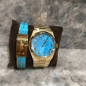 MK 5984 Turquoise Watch and matching bangle