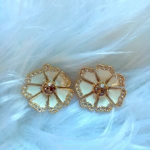 Kate Spade 12k Goldplated White Enamel Earrings