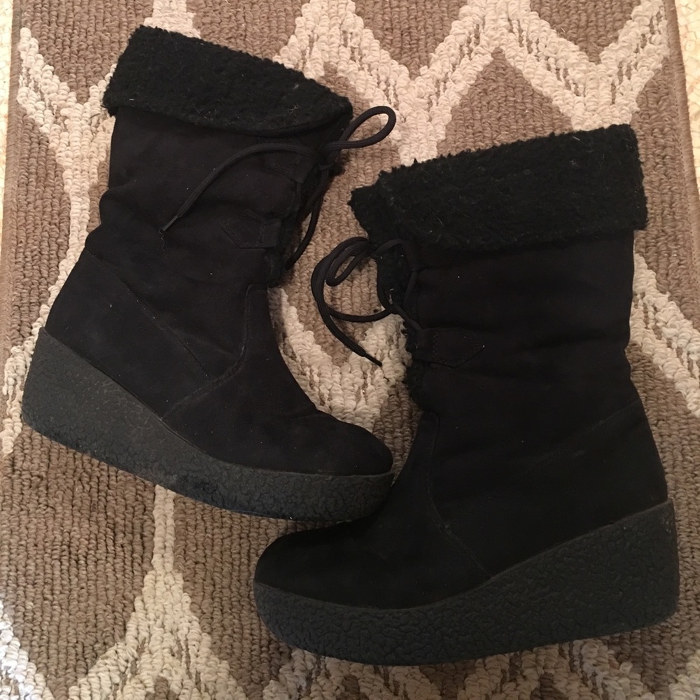 Black suede boots