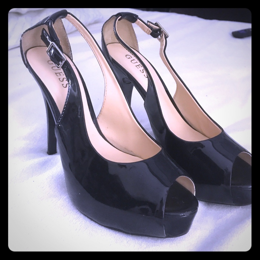 Guess Platform peep toe heels