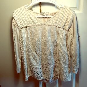 White Lucky Brand Boho Top (Size XL)