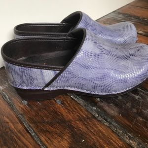 Purple snakeskin patterned Dansko