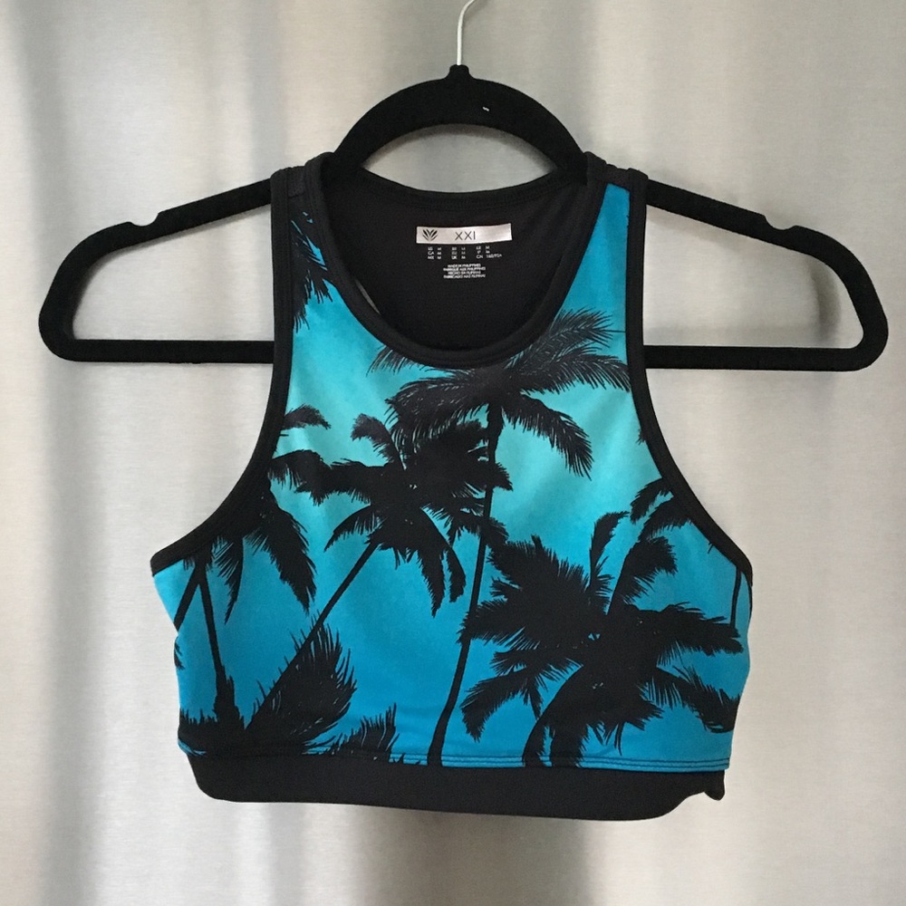 FOREVER 21 High Neck Paradise Sports Bra - Medium