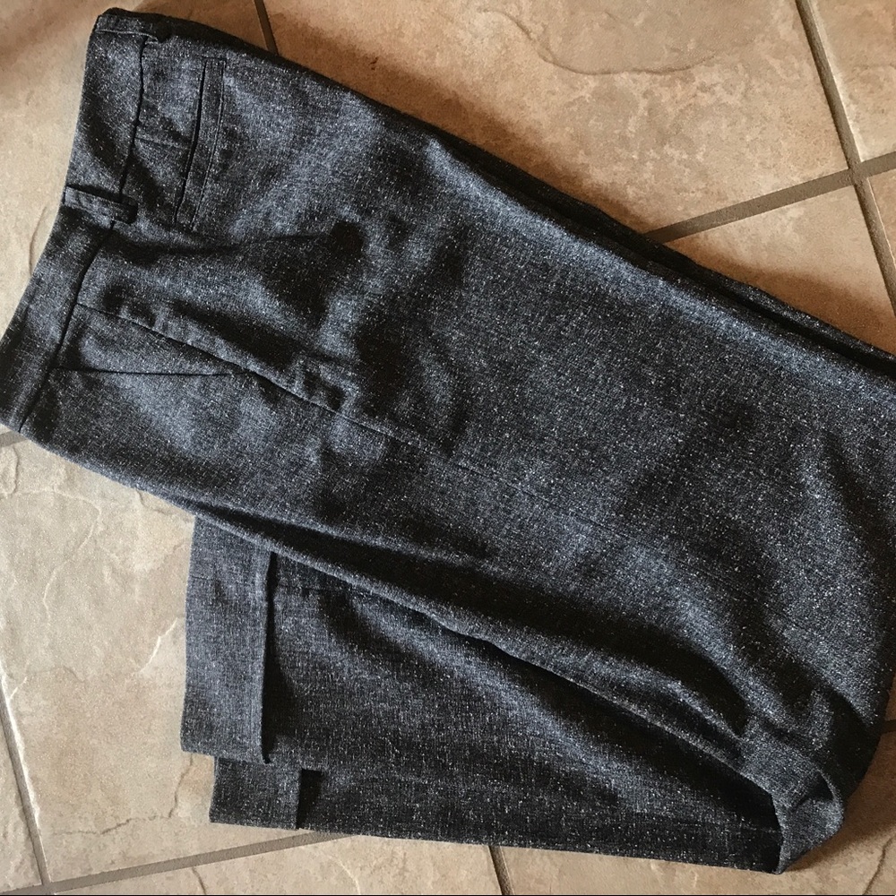 Gray wide leg cuffed trousers