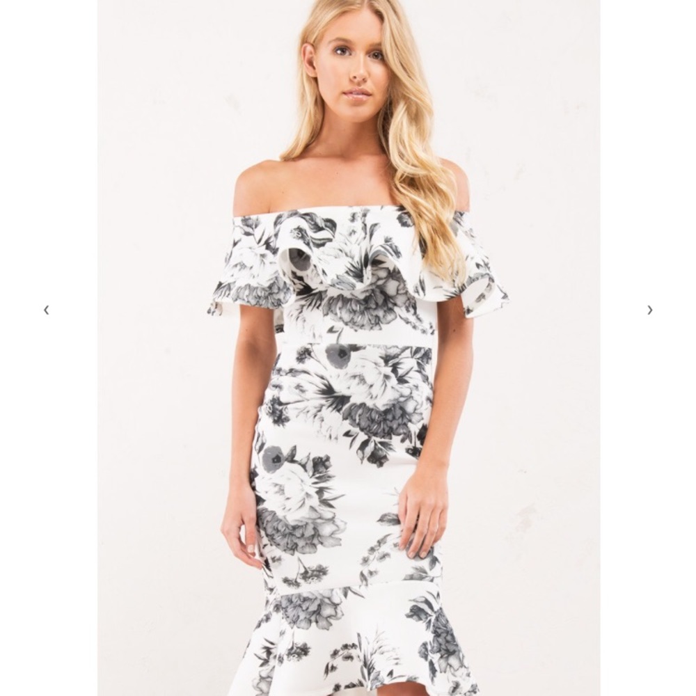 Akira Neoprene Scuba Material Floral Dress