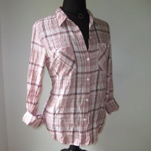 Plaid Button Shirt Mauve Western size Small EUC