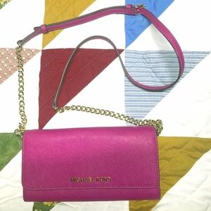 EUC Michael Kors Jet Set Travel Wallet on a Chain