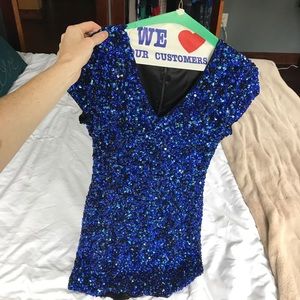Parker cocktail dress blue sequins