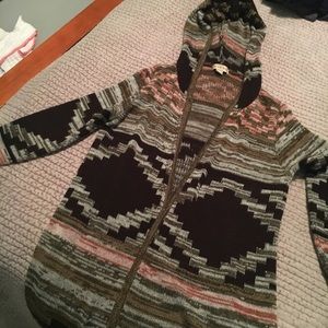 Aztec print hooded cardigan