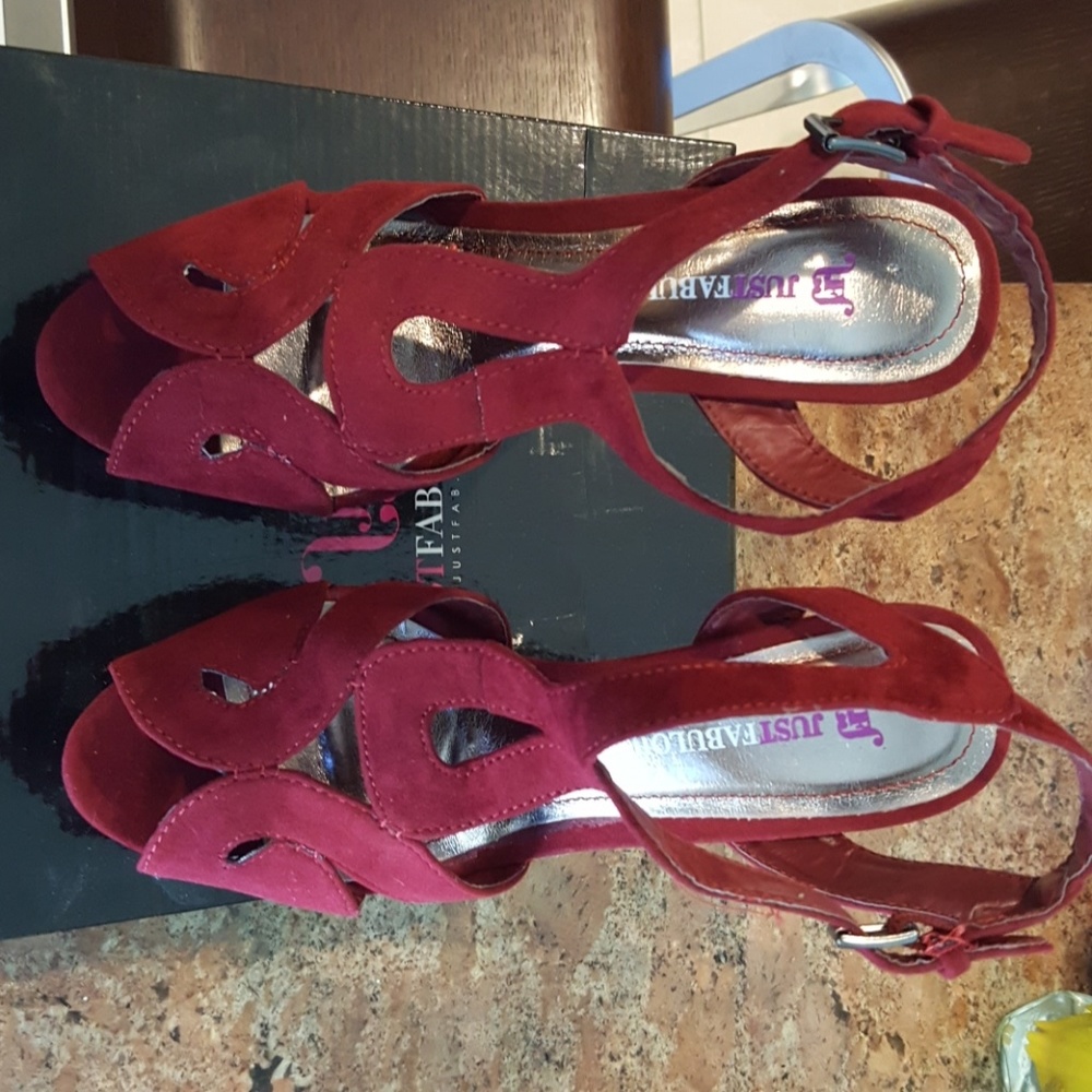 Burgundy platform heels