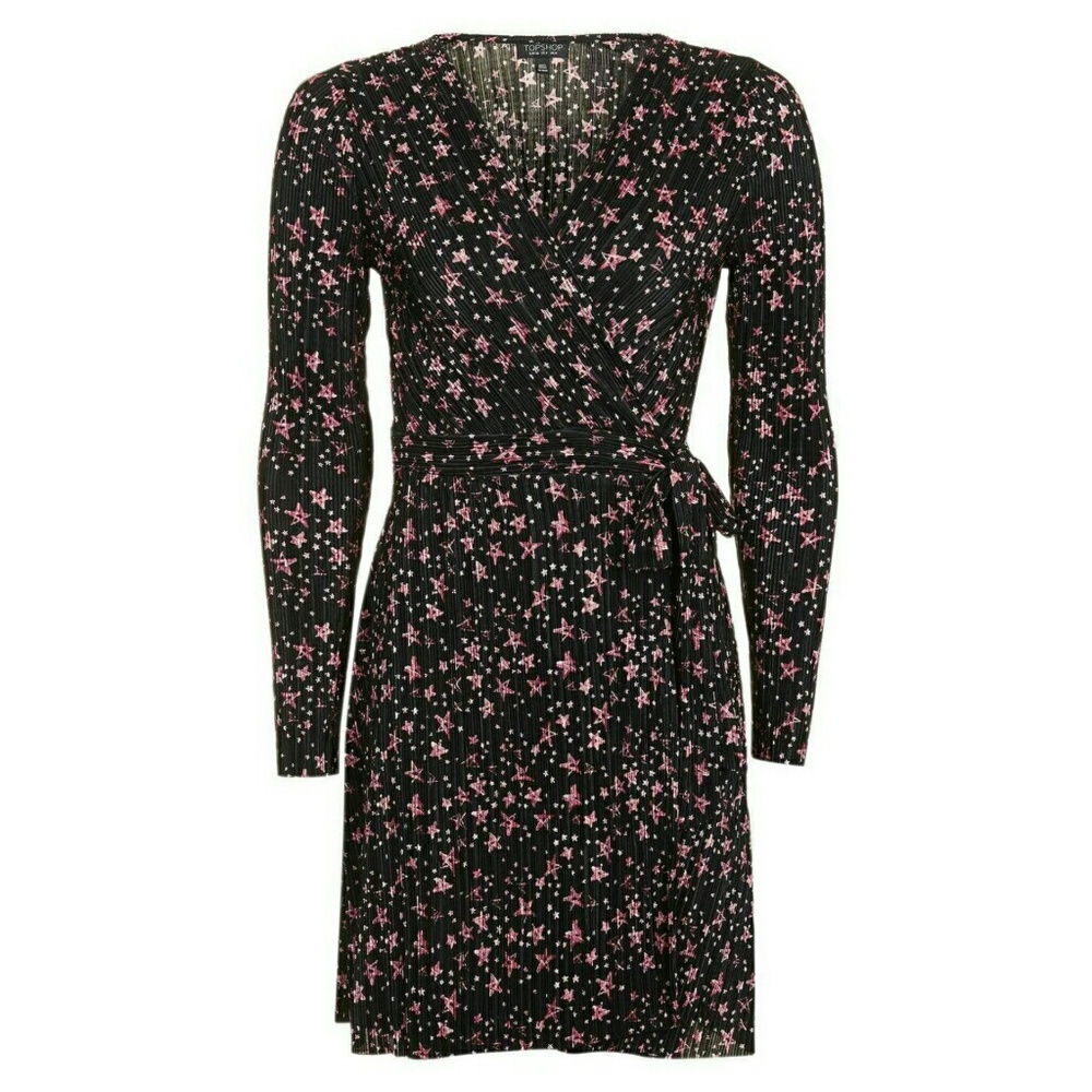 TOPSHOP Plisse Wrap Star Dress Size US 8 💛