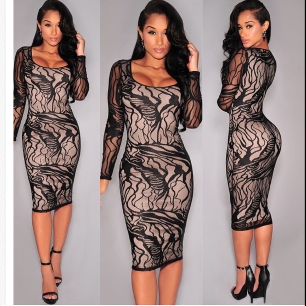 Lace and nude underlay dress. Super sexy