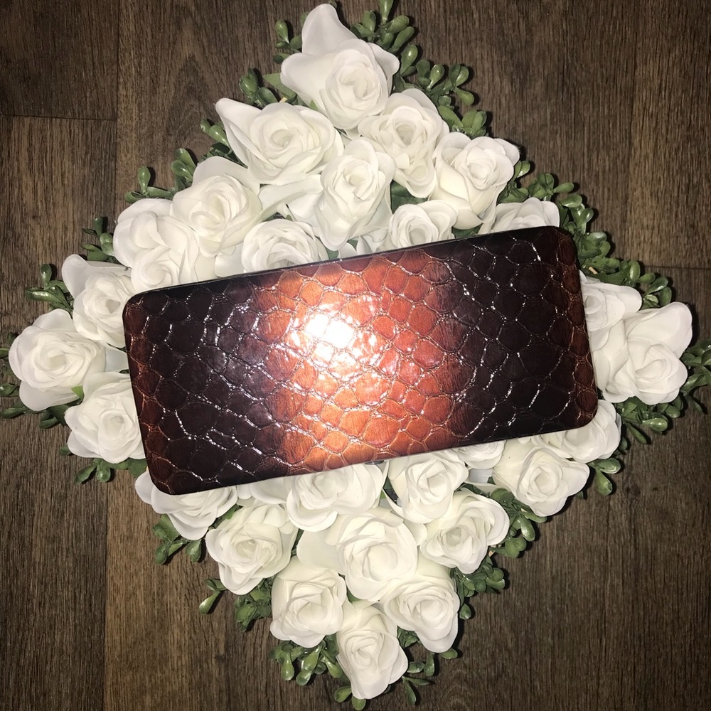 Faux  Croco Embossed Leather Wallet - Snap Closure