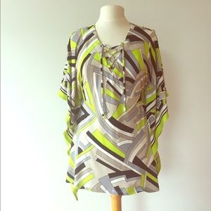 Michael Kors Geometric Print Tunic Kimono Batwing Michael Kors Geometric Print Tunic Kimono Batwing
