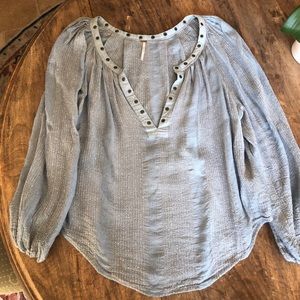 Free People light denim blouse