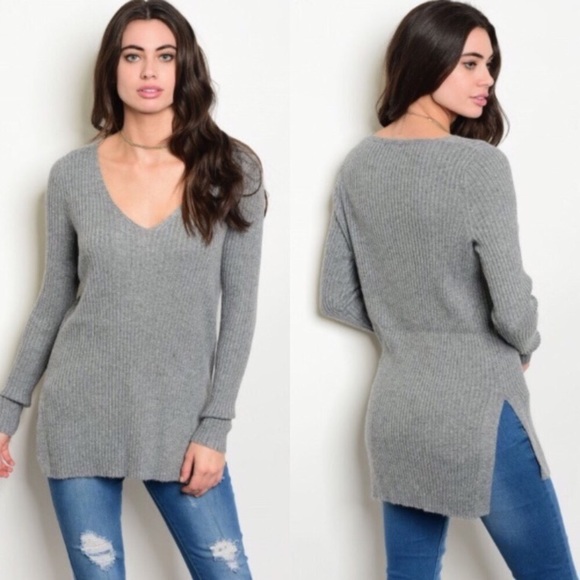 1 left• gray vneck sweater - Picture 3 of 4