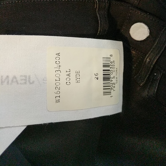 Rag & Bone Hyde Leather Panel Jeans Skinny Coal - Picture 5 of 6