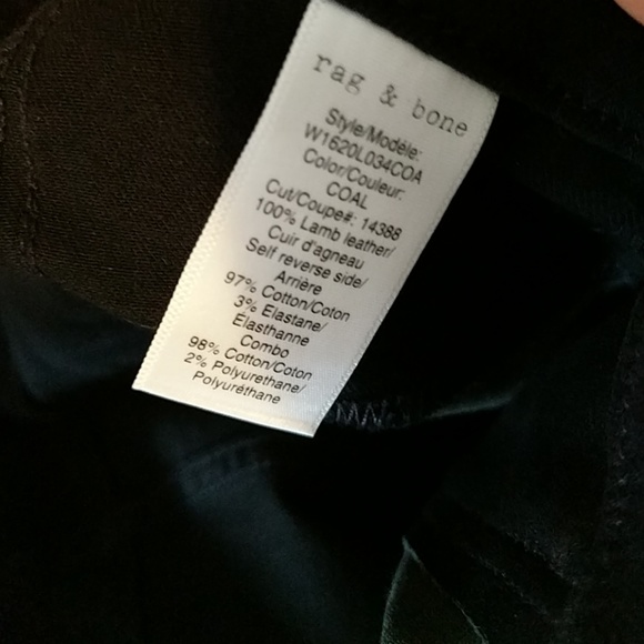 Rag & Bone Hyde Leather Panel Jeans Skinny Coal - Picture 6 of 6