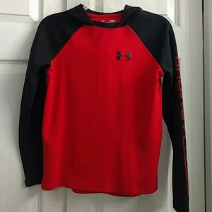 Hooded waffle material shirt YL loose