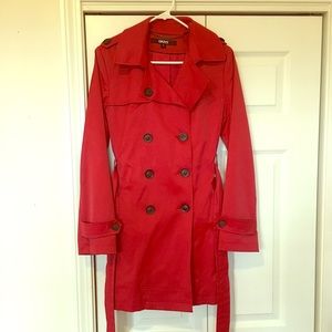 Women's Red DKNY trench coat (size S).