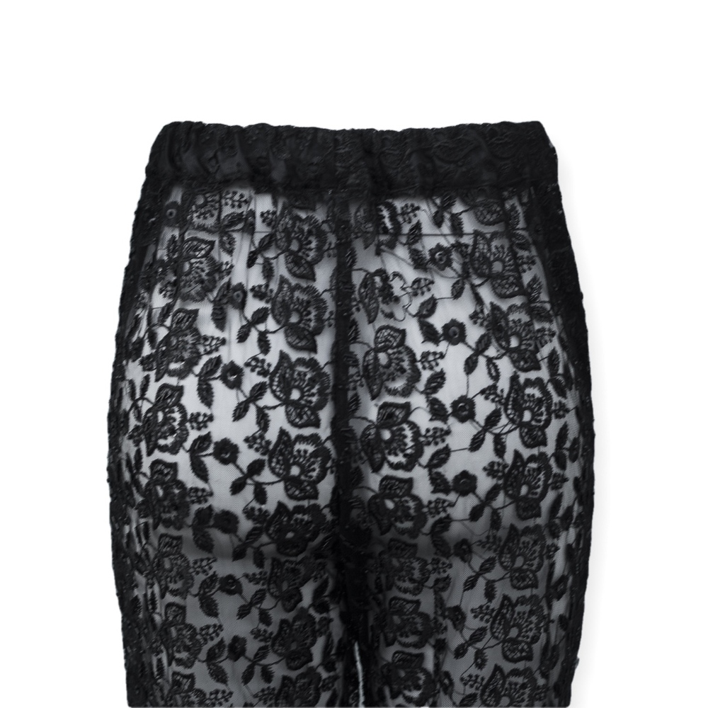 Sheer black beads & lace tapered trousers