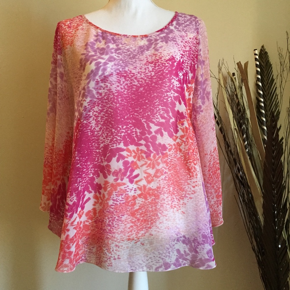 Apt. 9 Kimono Sleeve Blouse Multi Color Md