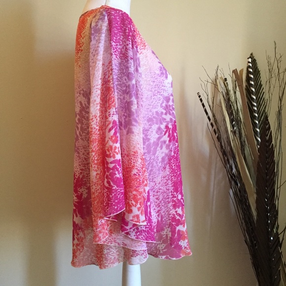 Apt. 9 Kimono Sleeve Blouse Multi Color Md - Picture 3 of 8