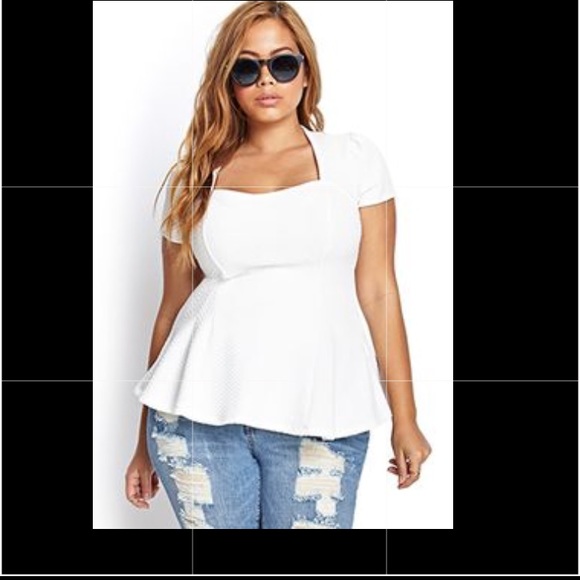 F21  Flirty Matelasse Peplum Top - Picture 1 of 8