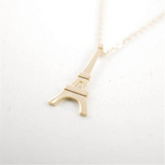 Eiffel Tower Paris Delicate Gold Plate Necklace - Picture 2 of 4