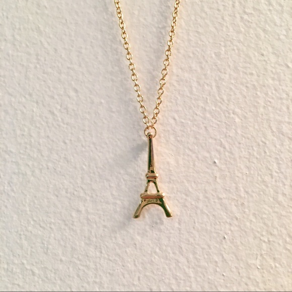 Eiffel Tower Paris Delicate Gold Plate Necklace - Picture 4 of 4