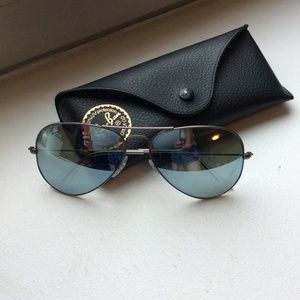 62 mm Silver Blue Rayban Aviators