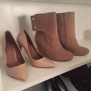 Nude heels and suede booties!