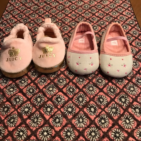 2 New Born soft shoes EUC, Carters and Juicy - Picture 1 of 4