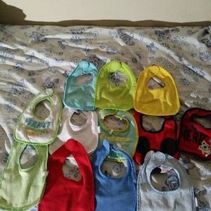 Newborn bibs hats n bath items