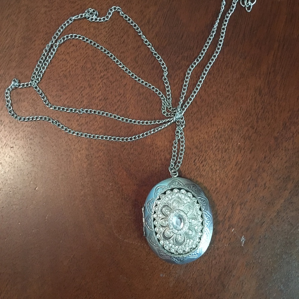 Long statement locket necklace