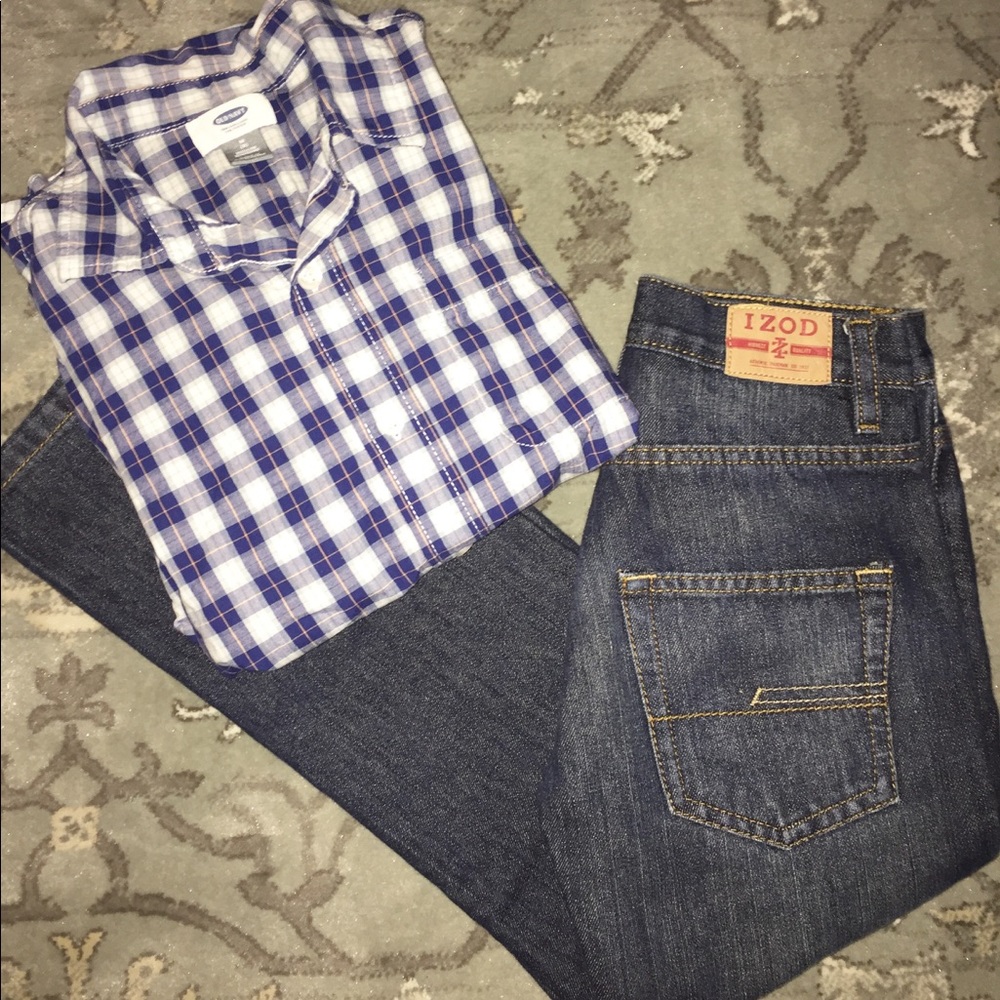 Boys Old Navy Button Down & Izod Jeans