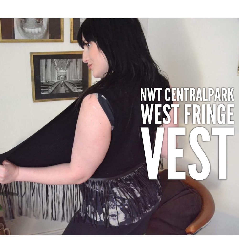 NWT! -Central Park West -Faux Leather Fringe Vest