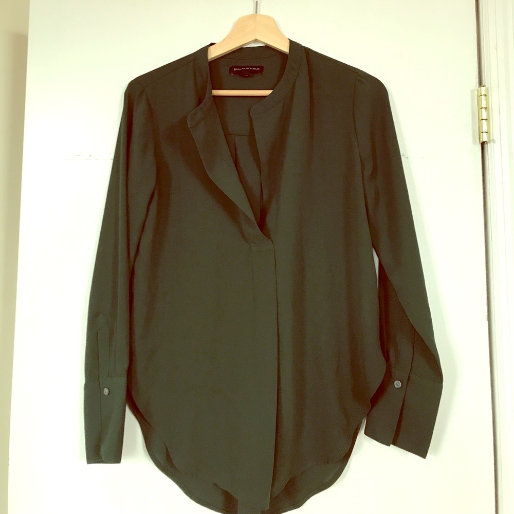 emerald green silky blouse