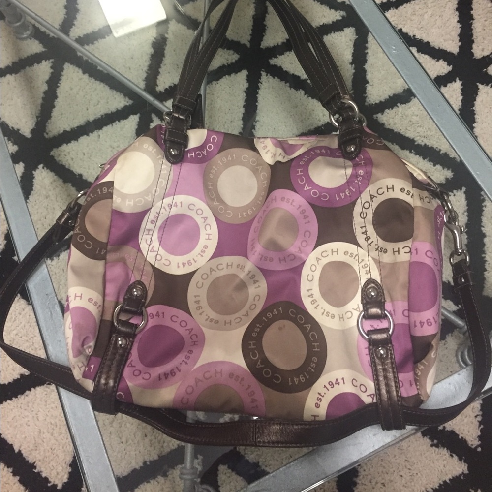 Pink and brown Coach purse