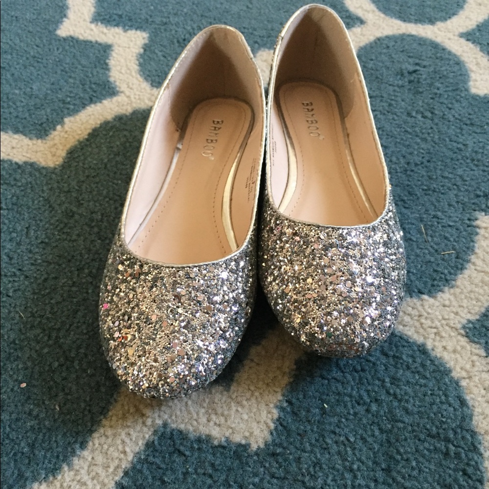 Silver sparkly flats