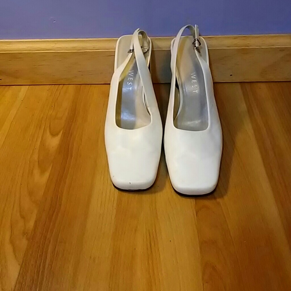 White nine west high heels
